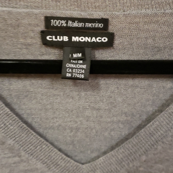 Club Monaco Italian Merino Wool V-Neck Sweater - Picture 3 of 6